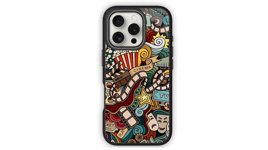 🎬 Movie Buff Collage Phone Case – Cinema, TV & Popcorn Art