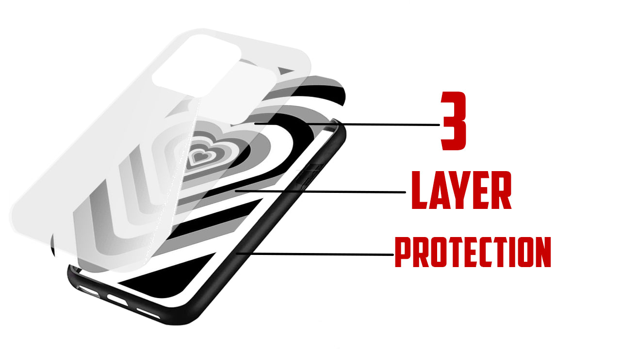 Optical Illusion Heart Phone Case β Black White Grey Depth Design