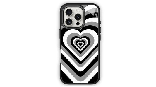 Optical Illusion Heart Phone Case – Black White Grey Depth Design