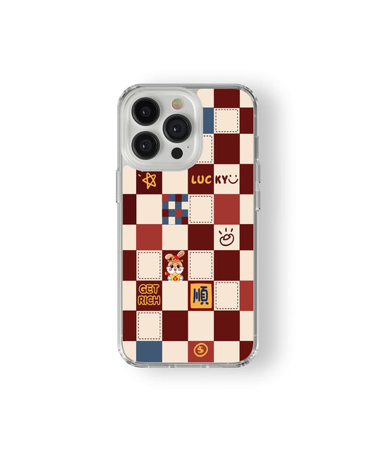 Lucky Checkerboard Aesthetic Phone Case – Y2K Cute Cartoon Grid Pattern Cover