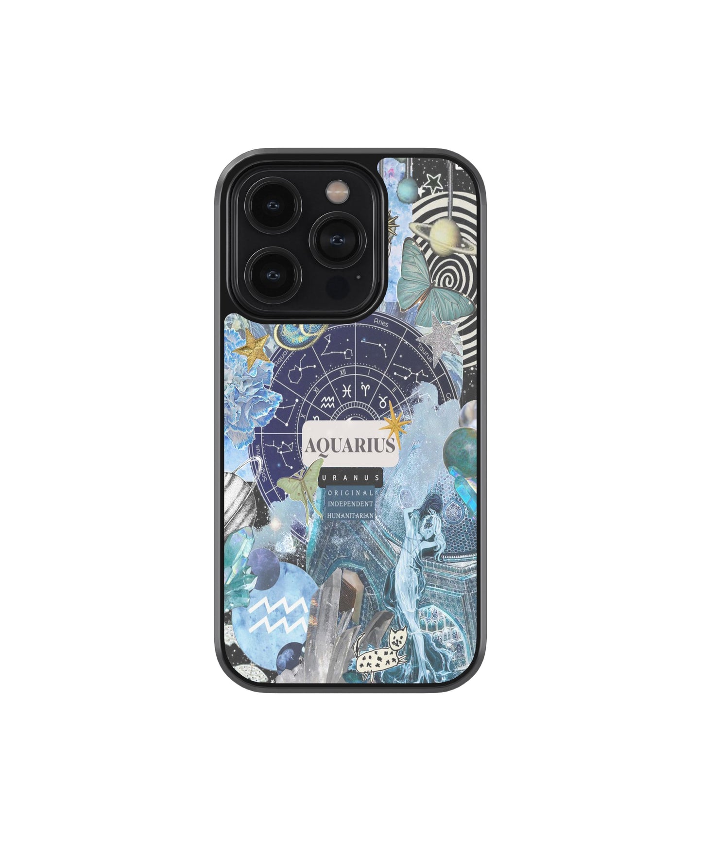 Aquarius Zodiac Star Sign Phone Case โ Uranus Astrology Collage Art