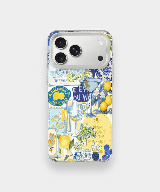 Mediterranean Lemon Aesthetic Phone Case – Amalfi Coast Summer Collage Art Cover