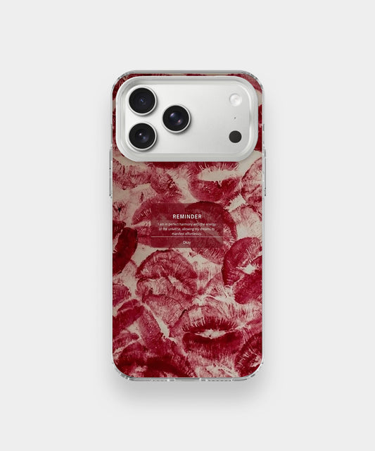 Red Lips Aesthetic Phone Case – Self Love Affirmation Quote Y2K Pattern Cover
