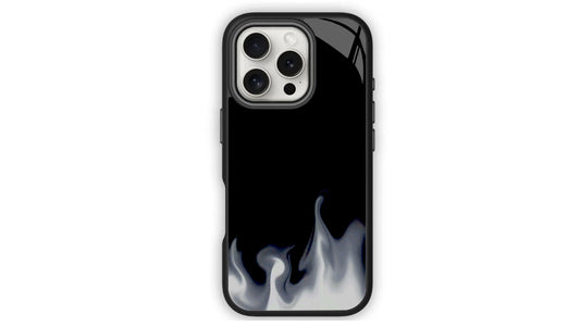 Smoky Black & White Aesthetic Case – Gradient Flame Design