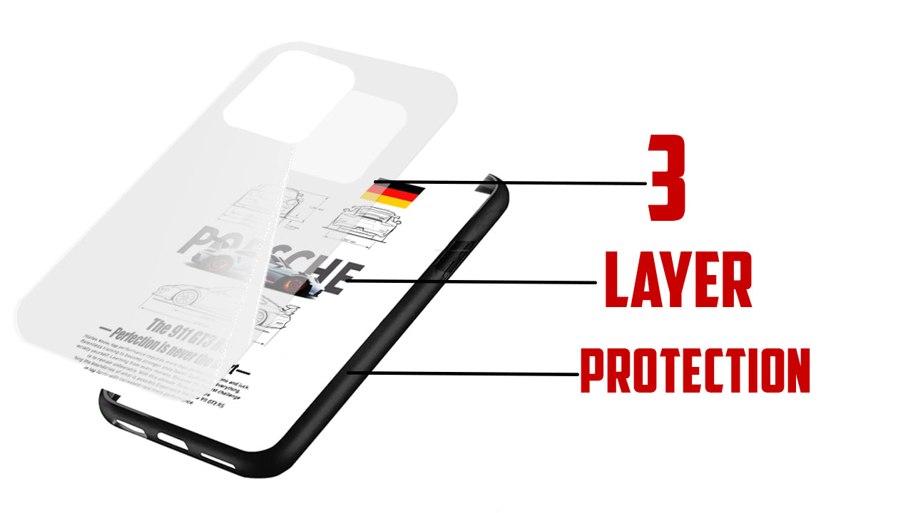 Porsche 911 GT3 RS Blueprint Phone Case – Supercar Schematic Design
