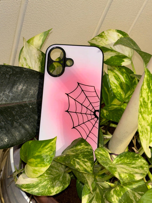Pink Spiderweb Aesthetic Phone Case – Y2K Goth Vibe for Trendsetters