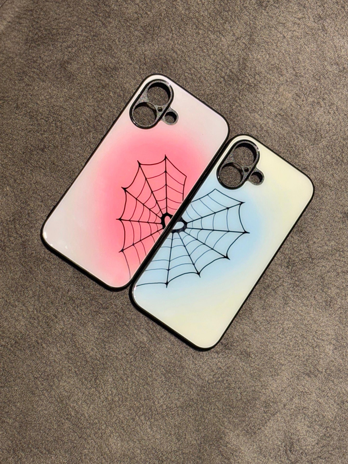 Minimal Web Aesthetic Glass Phone Case β Spidercore Y2K Style