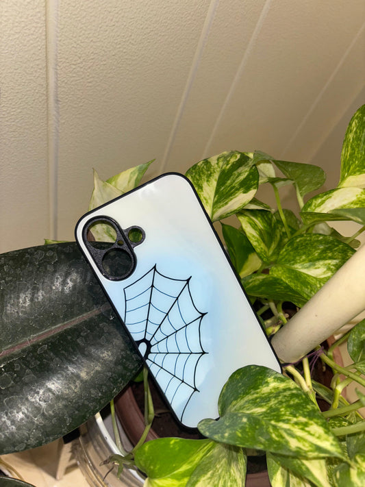 Minimal Web Aesthetic Glass Phone Case – Spidercore Y2K Style