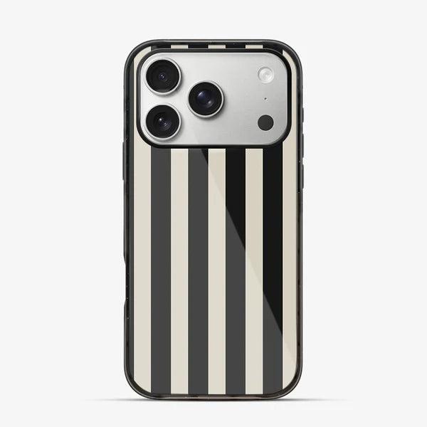 Minimalist Black Beige Striped Phone Case – Modern Aesthetic Line Pattern Cover