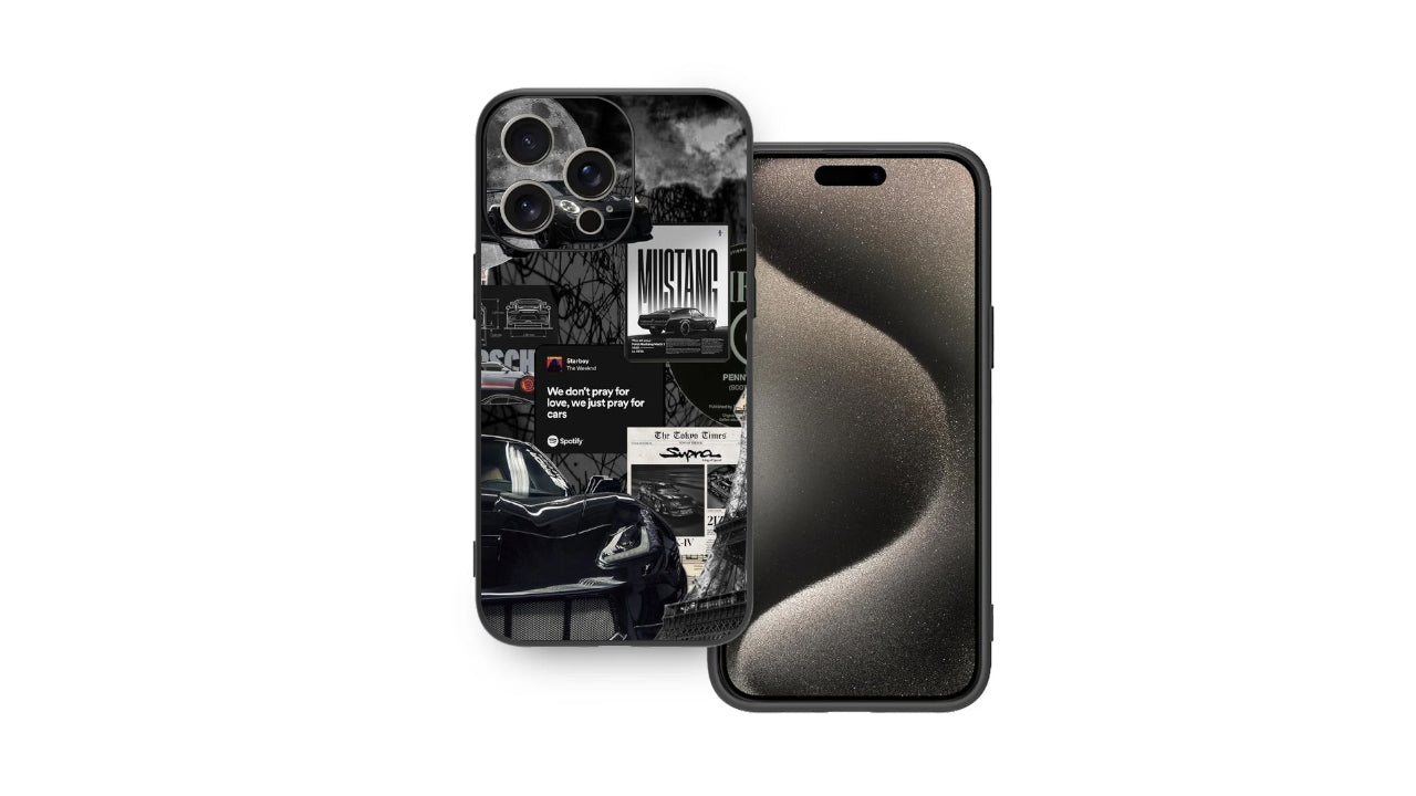Vintage Car Enthusiast Phone Case – Mustang Supra Racing Collage