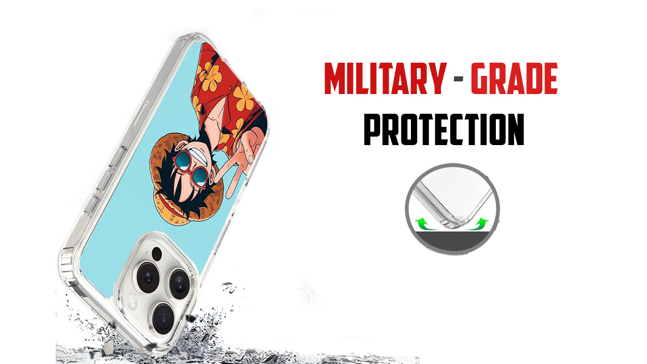 One Piece Luffy Anime Phone Case – Straw Hat Pirate V-Sign Design