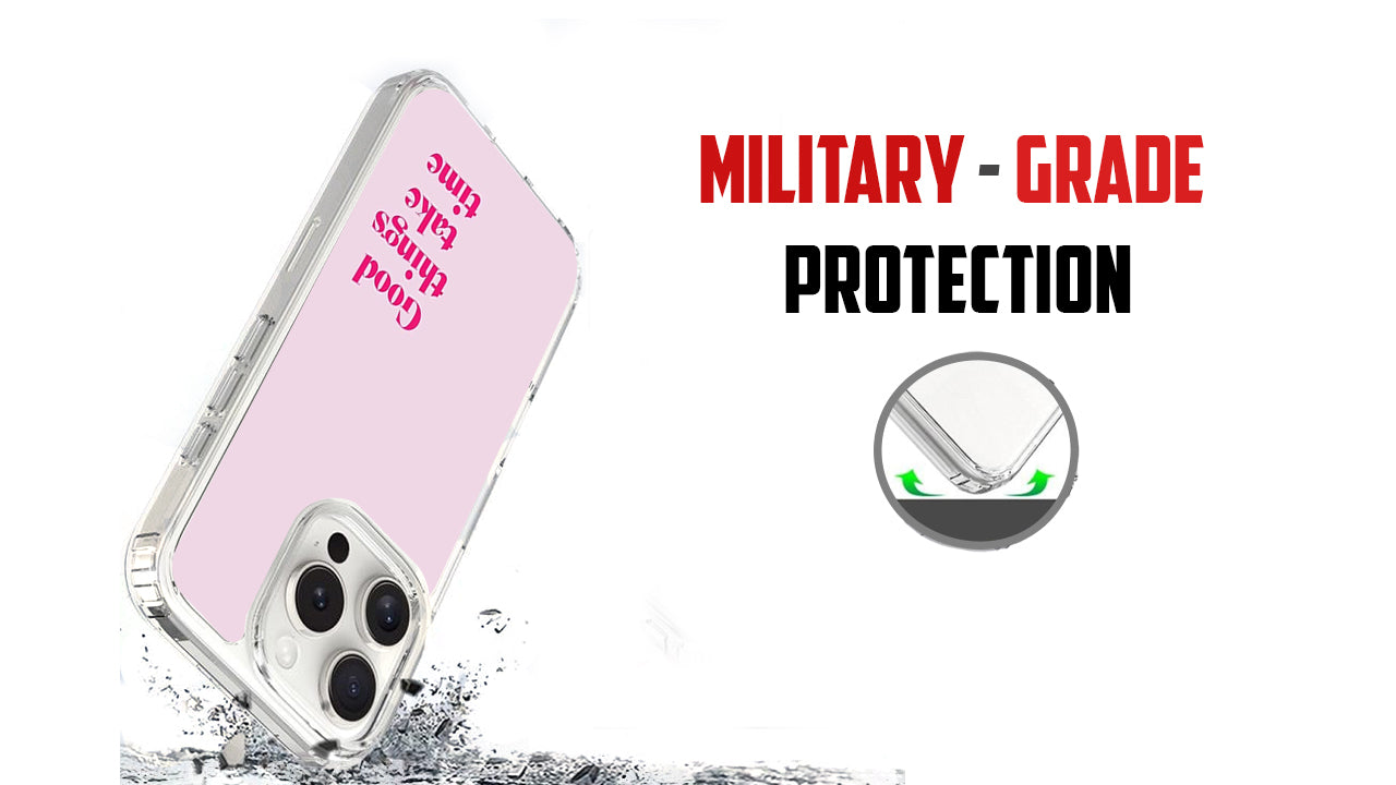 Good Things Take Time_Aesthetic Quote Phone Case – Pink Positive Vibes