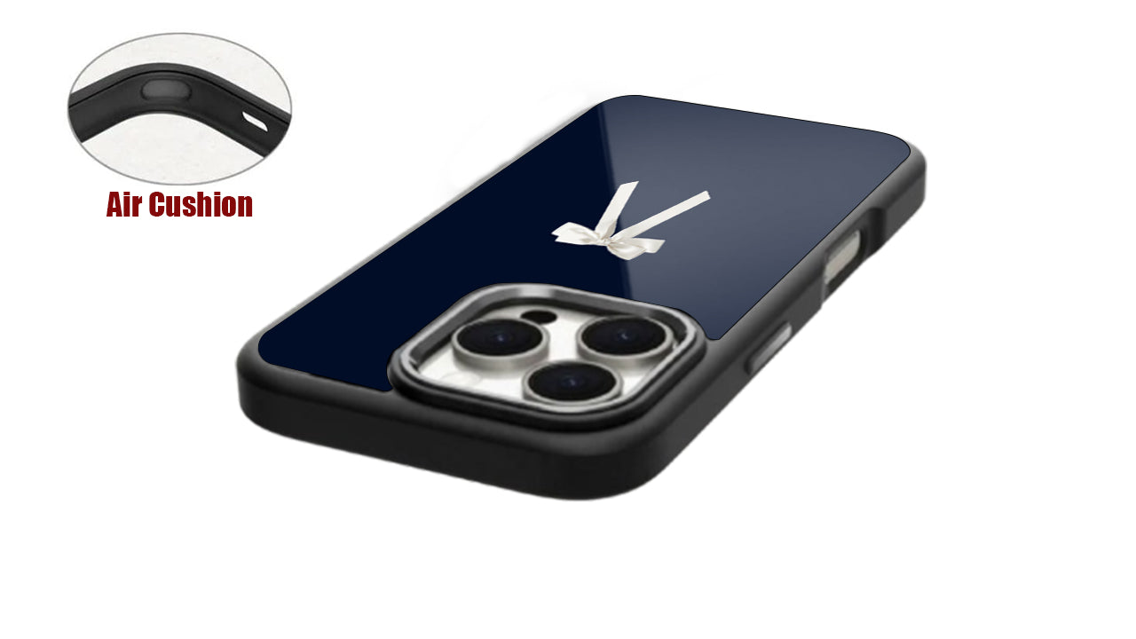 Minimalist White Bow Navy Phone Case – Elegant & Chic Design