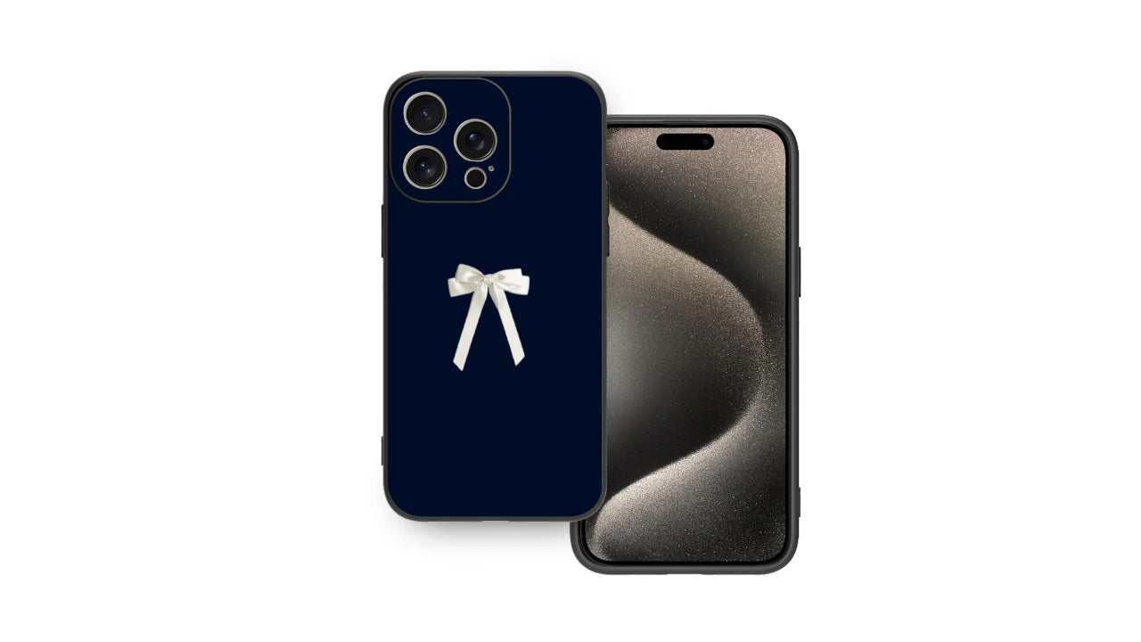 Minimalist White Bow Navy Phone Case – Elegant & Chic Design