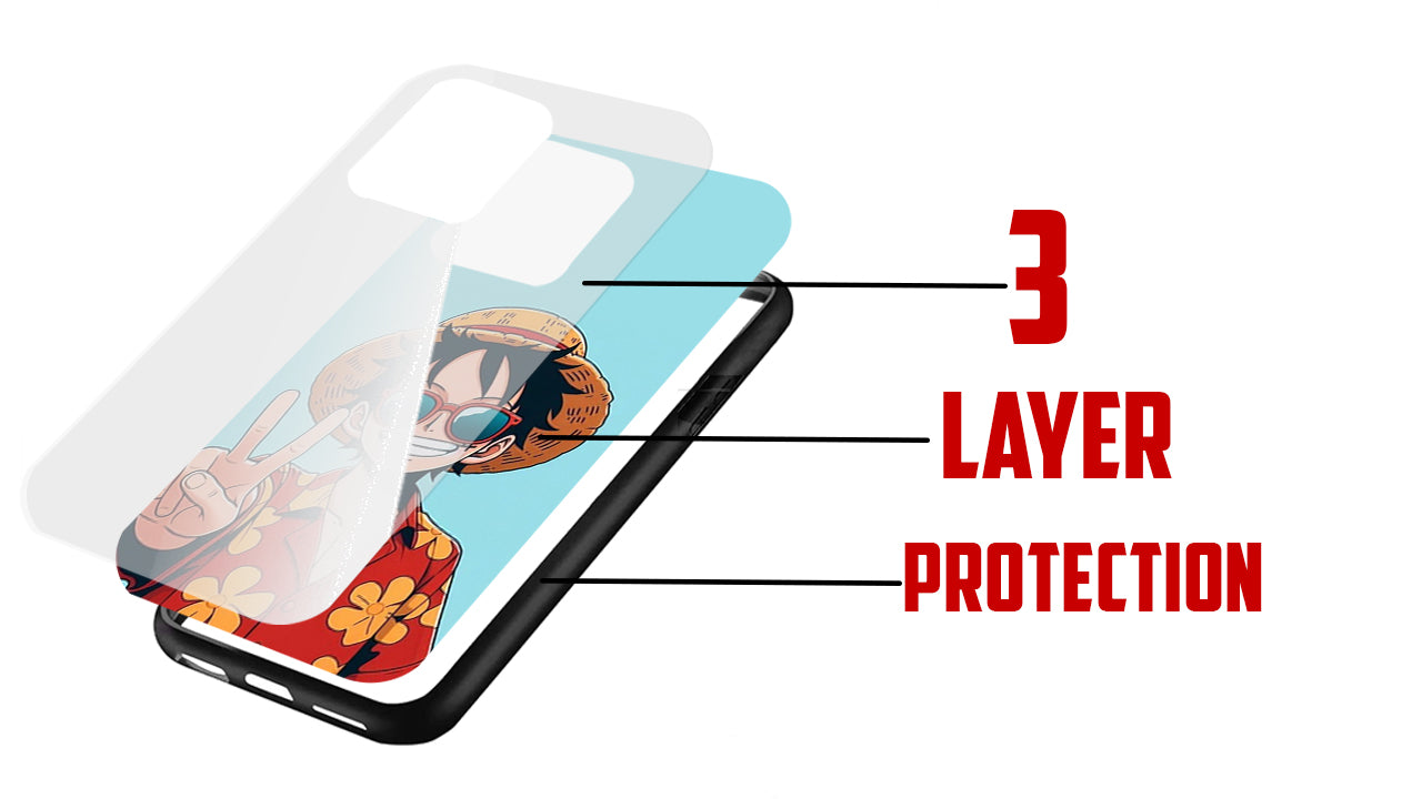 One Piece Luffy Anime Phone Case – Straw Hat Pirate V-Sign Design