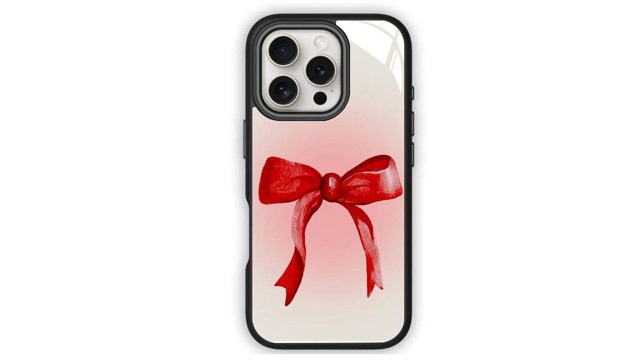Red Ribbon Bow Phone Case – Minimal Y2K Aesthetic Girlcore Design