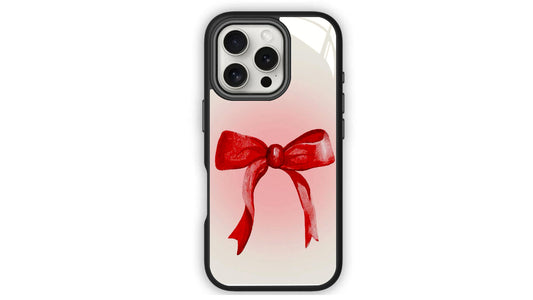 Red Ribbon Bow Phone Case – Minimal Y2K Aesthetic Girlcore Design