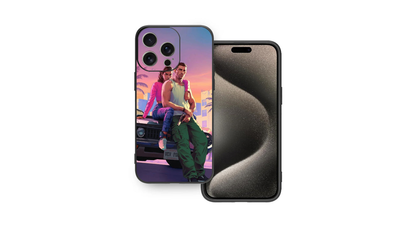 Vice City Sunset Couple Phone Case – Retro Aesthetic Vibes