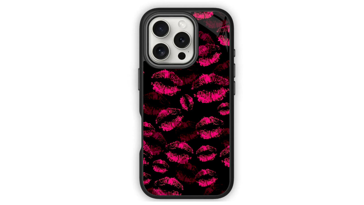 Hot Pink Kiss Lips Pattern Phone Case – Aesthetic Trendy Design