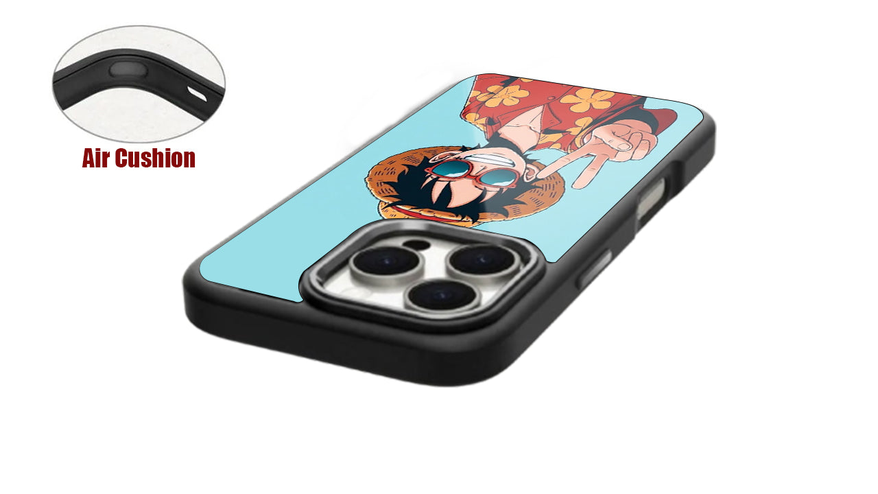 One Piece Luffy Anime Phone Case – Straw Hat Pirate V-Sign Design