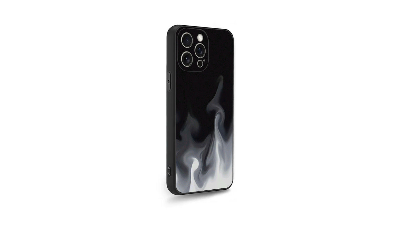 Smoky Black & White Aesthetic Case – Gradient Flame Design