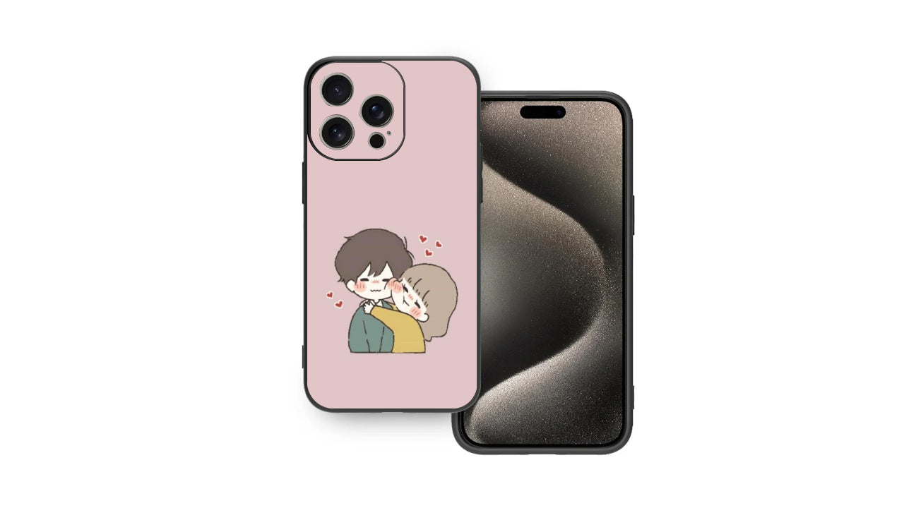 Blush Love Couple Cartoon Phone Case – Cute Aesthetic for Couples