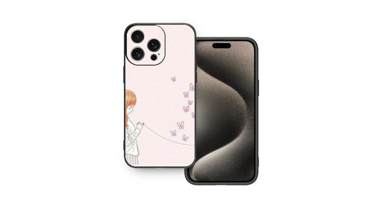 ed String of Fate Anime Phone Case – Pastel Aesthetic Girl & Butterflies