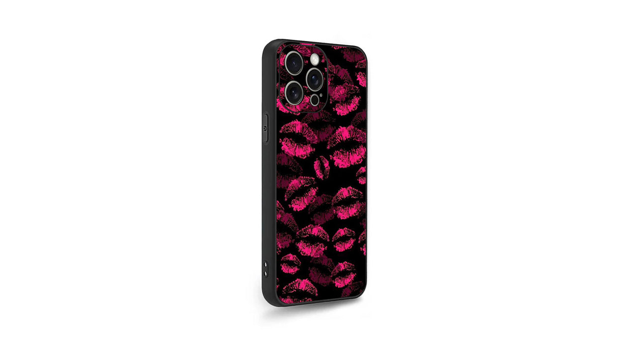 Hot Pink Kiss Lips Pattern Phone Case – Aesthetic Trendy Design