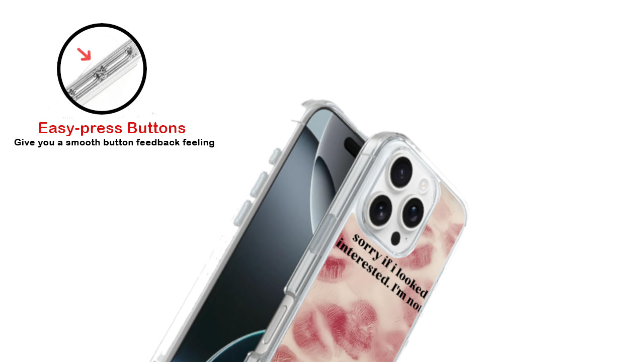 Sassy Kiss Mark Phone Case – "Sorry If I Looked Interested" Aesthetic Cover