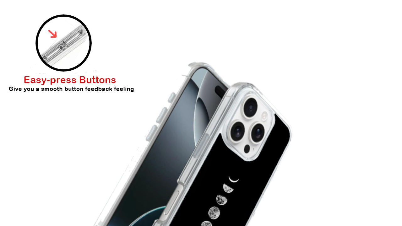 Celestial Moon Phases Phone Case – Lunar Cycle Black Design