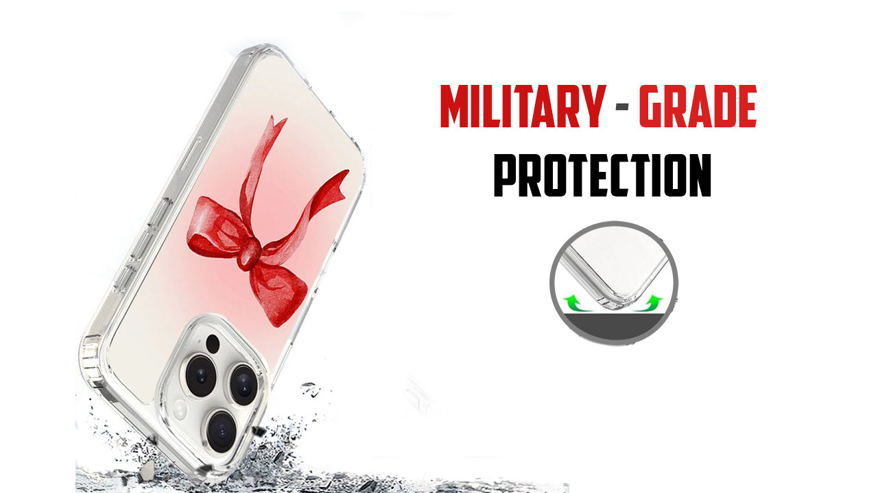 Red Ribbon Bow Phone Case – Minimal Y2K Aesthetic Girlcore Design