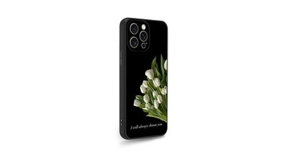 Romantic White Tulip Bouquet Phone Case – "I Will Always Choose You"