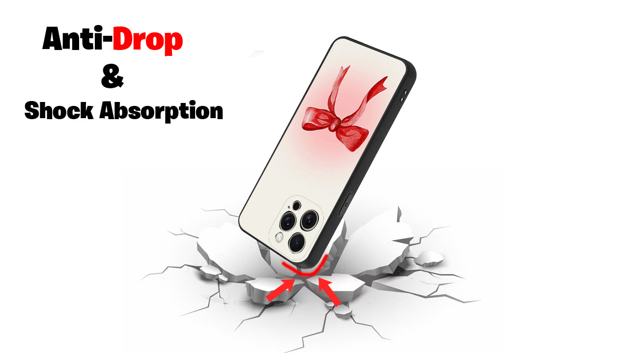 Red Ribbon Bow Phone Case – Minimal Y2K Aesthetic Girlcore Design