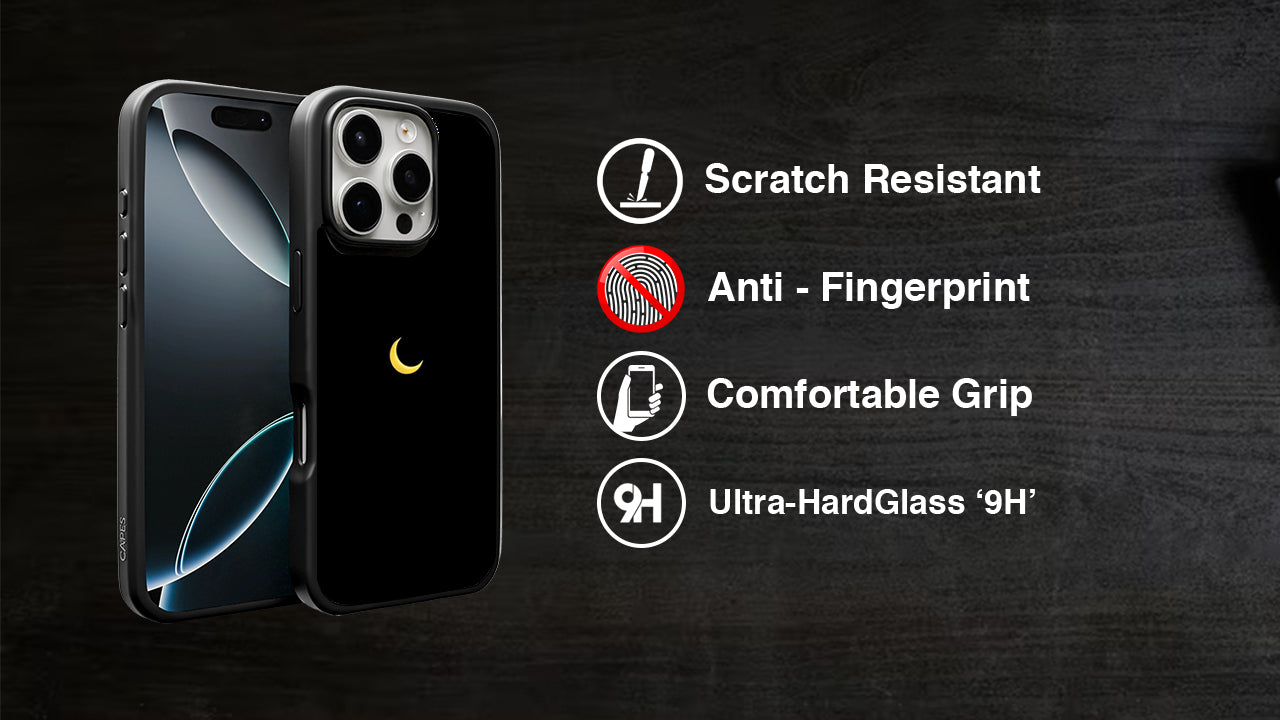 Golden Crescent Moon Phone Case – Simple Night Sky Elegance