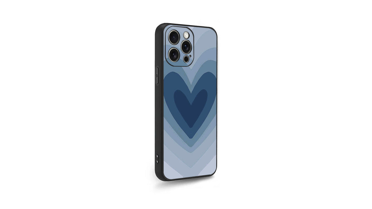 Aesthetic Blue Layered Heart Phone Case – Trendy Love Gradient Design
