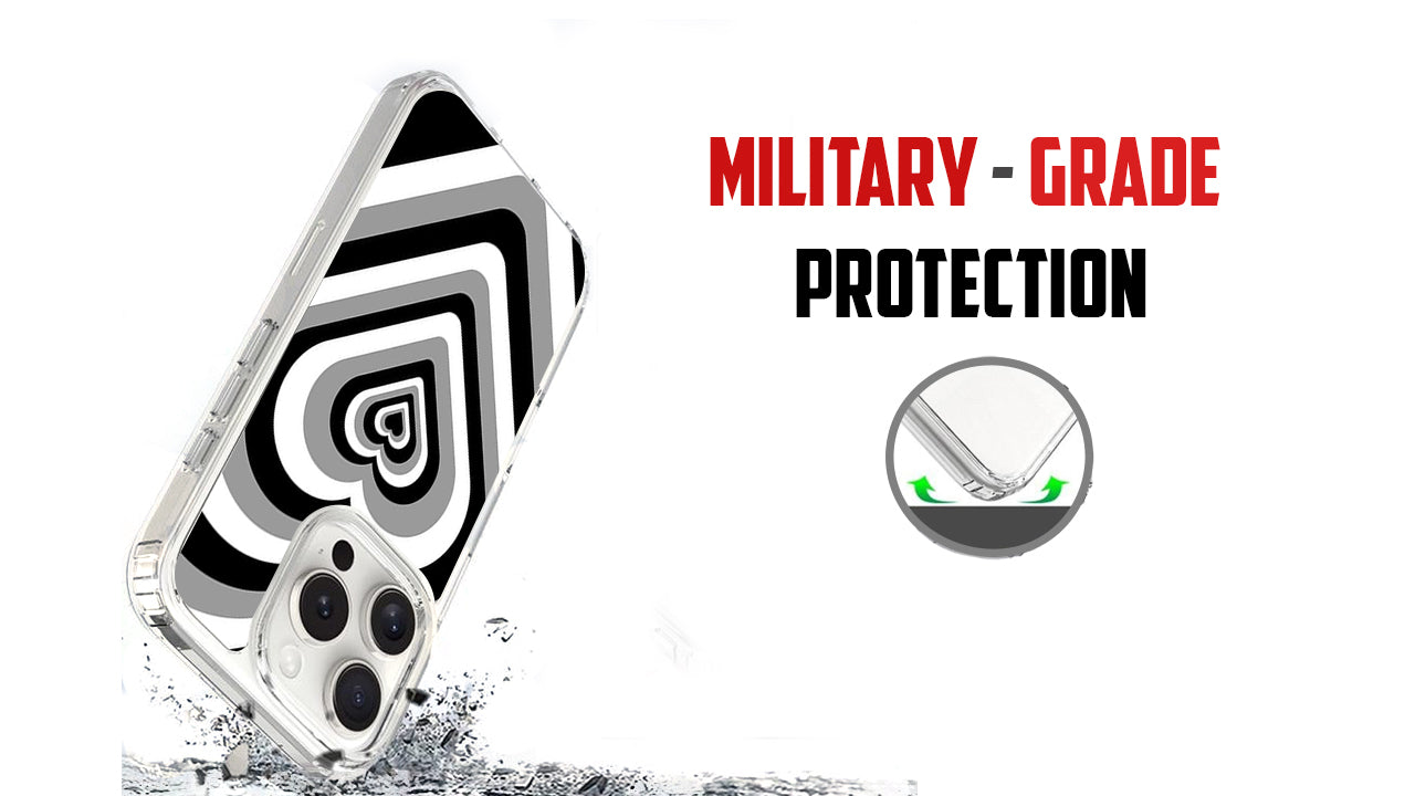 Optical Illusion Heart Phone Case – Black White Grey Depth Design