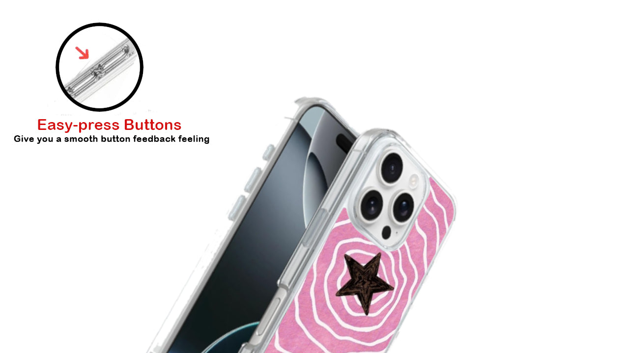 Y2K Pink Wave Star Phone Case – Aesthetic Retro Design