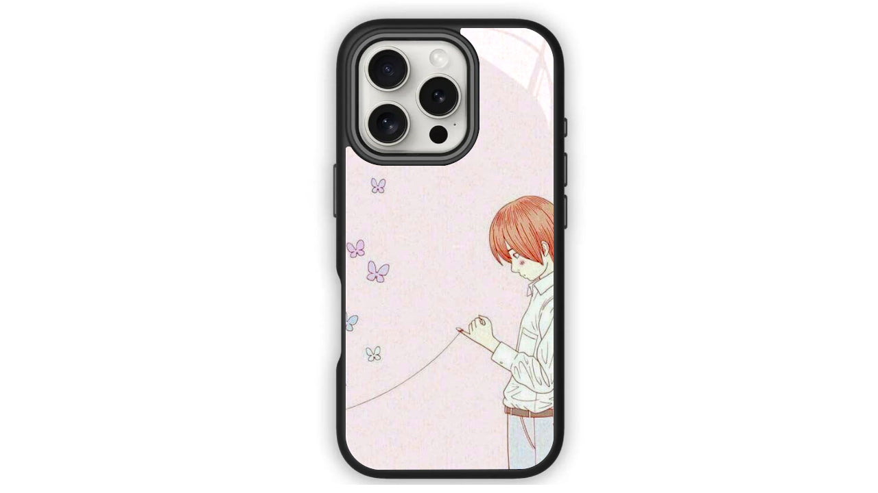 Red String of Fate Butterfly Phone Case – Soft Anime Aesthetic Boy Art