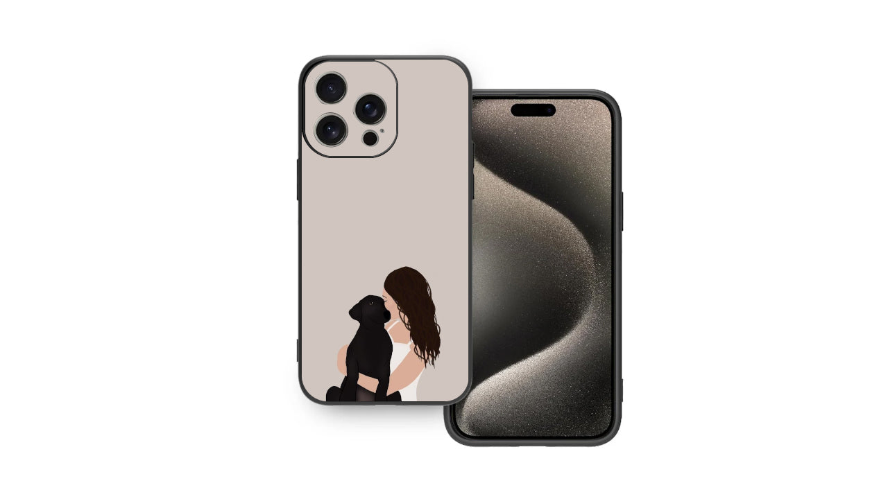 Minimalist Dog Lover Art Phone Case – Hugging Pet Illustration