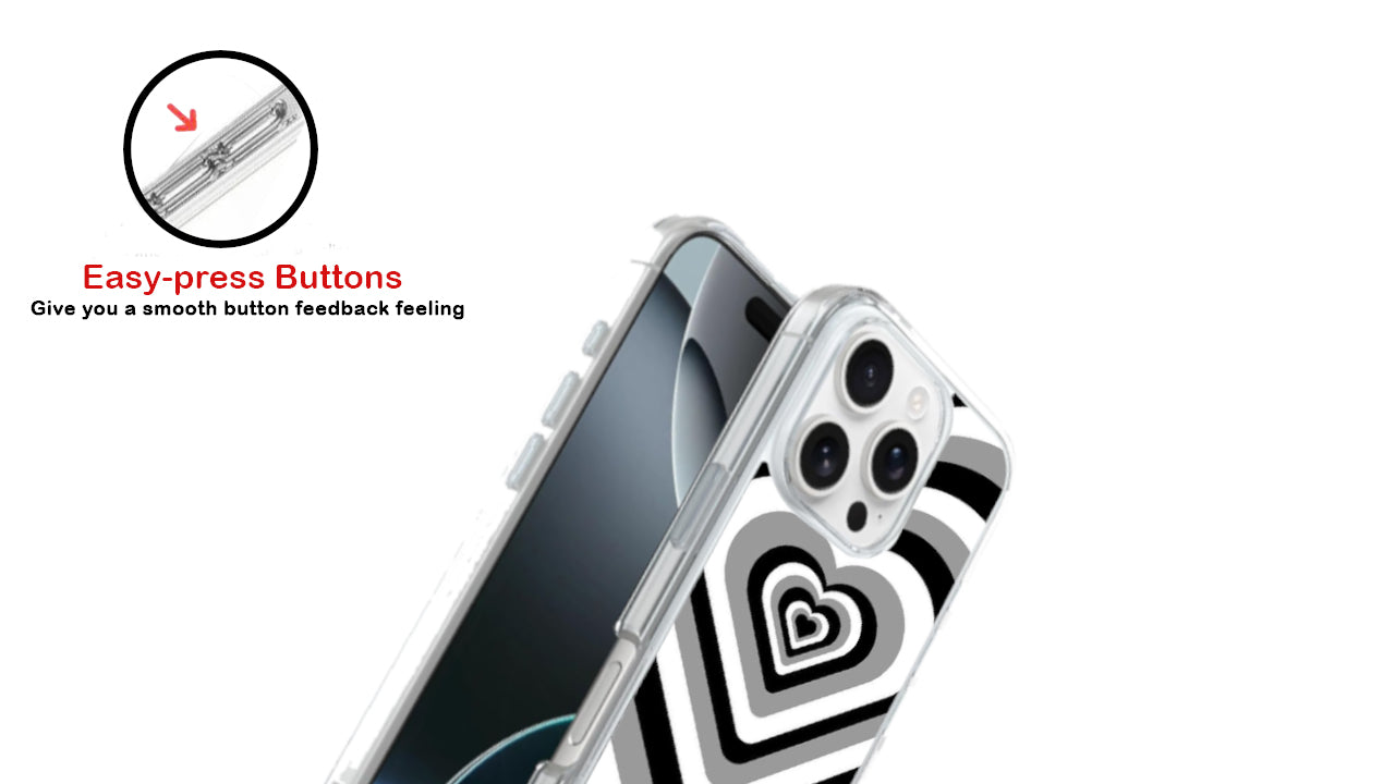 Optical Illusion Heart Phone Case – Black White Grey Depth Design