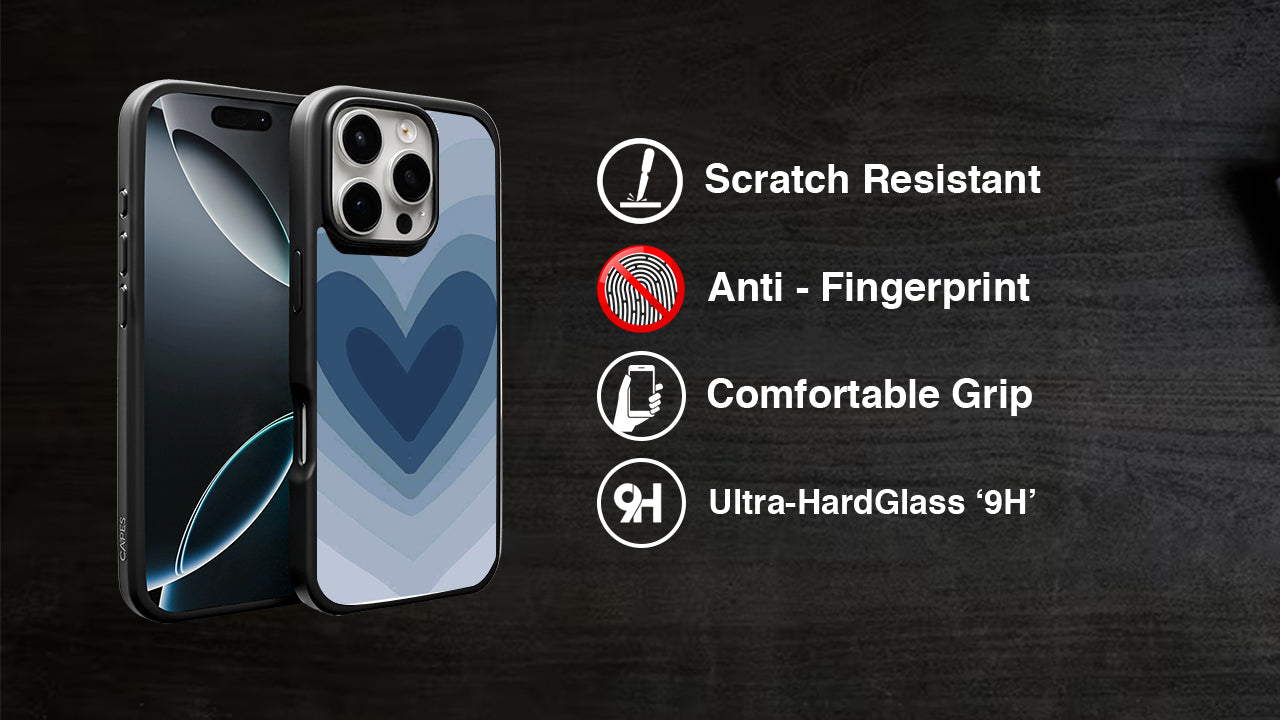 Aesthetic Blue Layered Heart Phone Case – Trendy Love Gradient Design