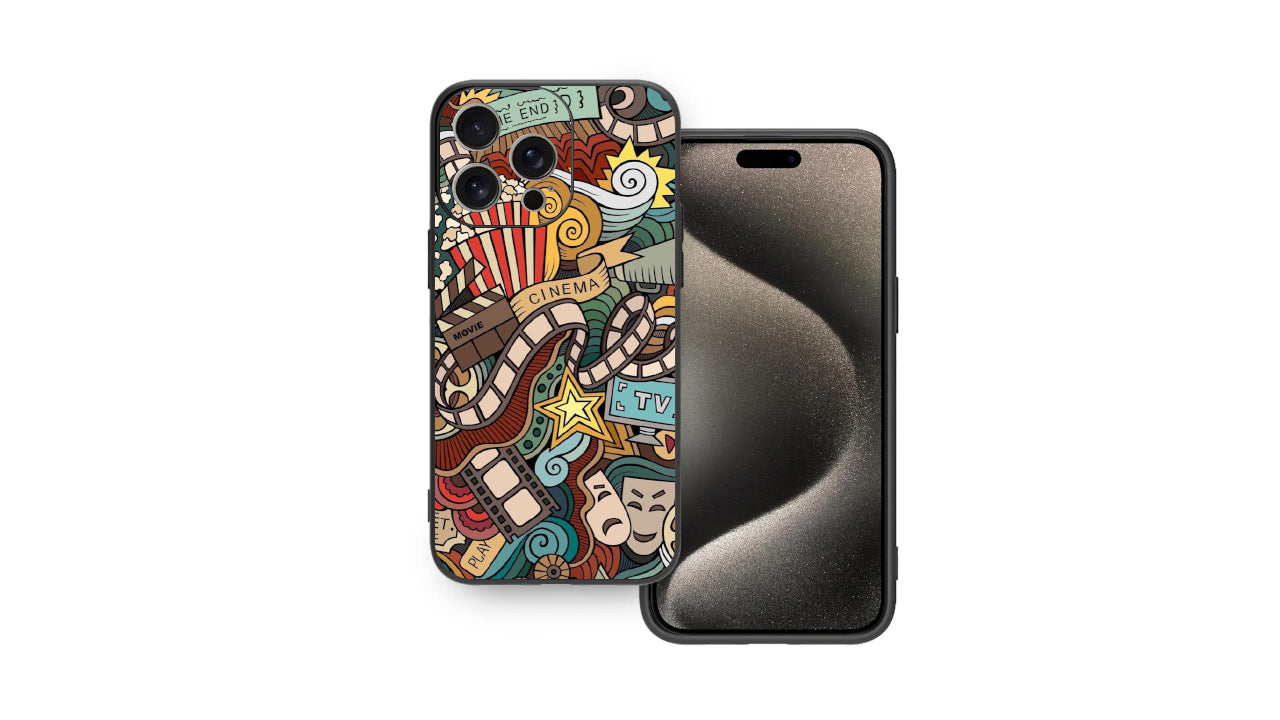 🎬 Movie Buff Collage Phone Case – Cinema, TV & Popcorn Art