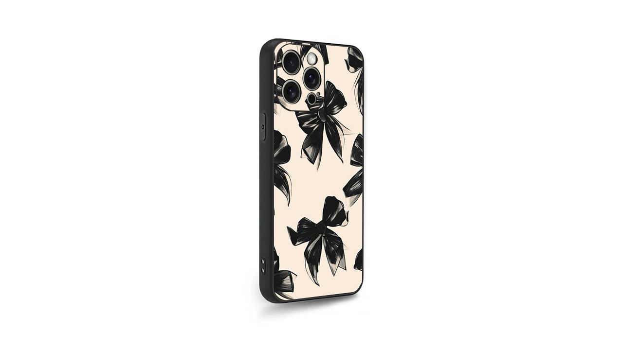 Elegant Black Bows Pattern Phone Case – Chic & Aesthetic Design
