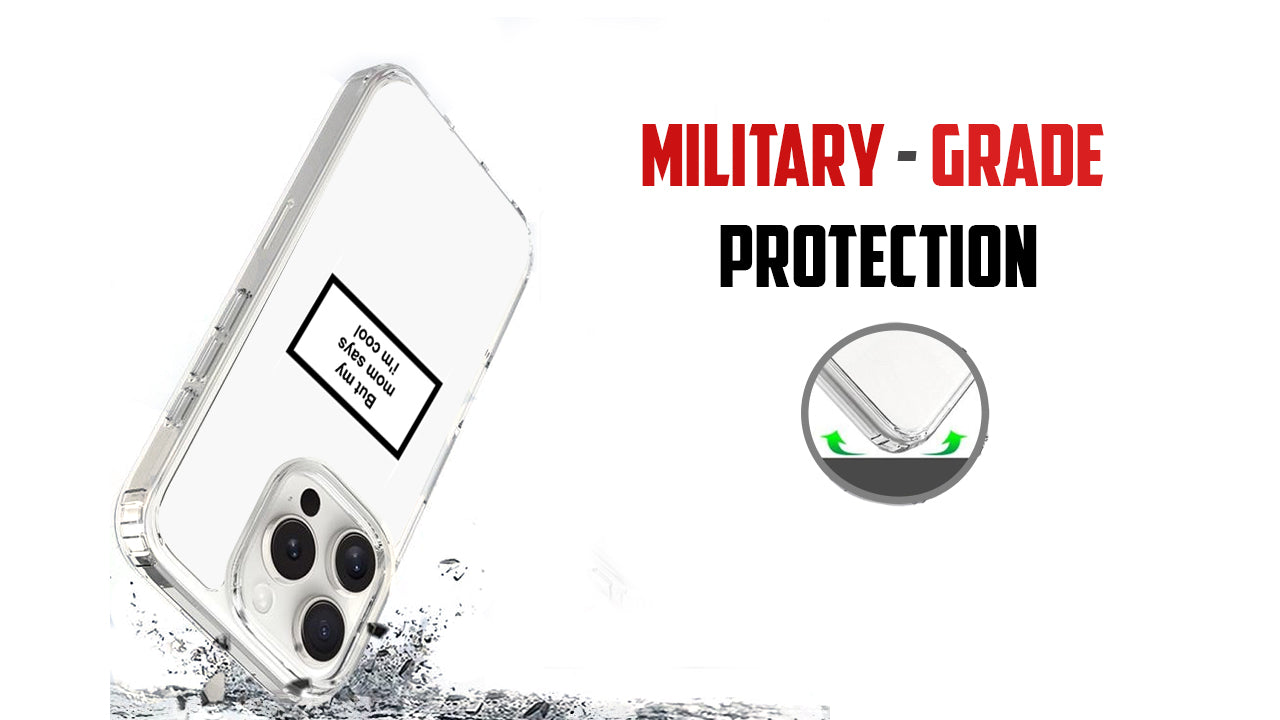 Funny Minimalist Phone Case – “But My Mom Says I’m Cool” Quote Design