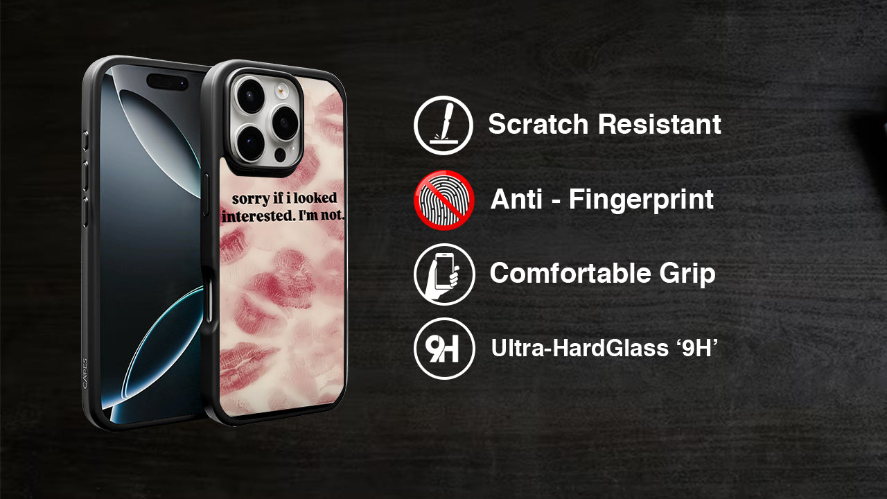 Sassy Kiss Mark Phone Case – "Sorry If I Looked Interested" Aesthetic Cover