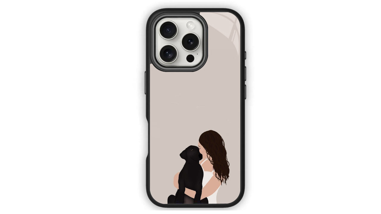 Minimalist Dog Lover Art Phone Case – Hugging Pet Illustration