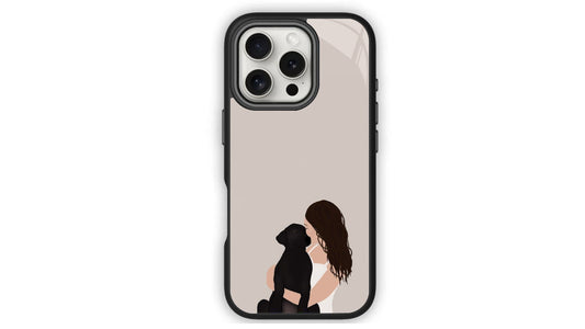 Minimalist Dog Lover Art Phone Case – Hugging Pet Illustration