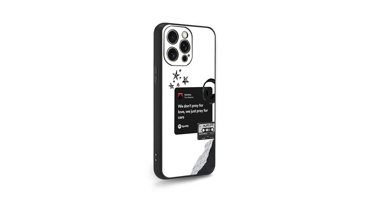 The Weeknd Starboy Lyrics Music Album Phone Case - Aesthetic Black & White