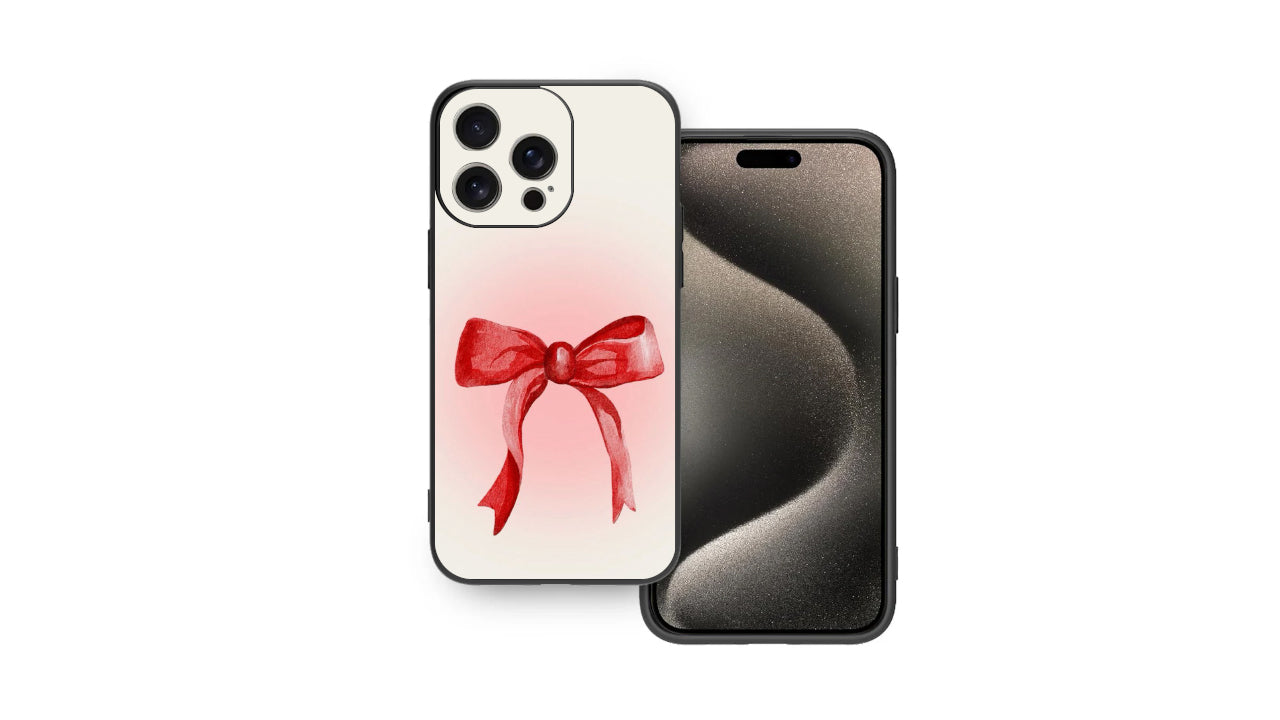 Red Ribbon Bow Phone Case – Minimal Y2K Aesthetic Girlcore Design