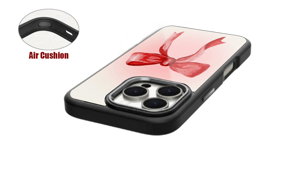 Red Ribbon Bow Phone Case – Minimal Y2K Aesthetic Girlcore Design